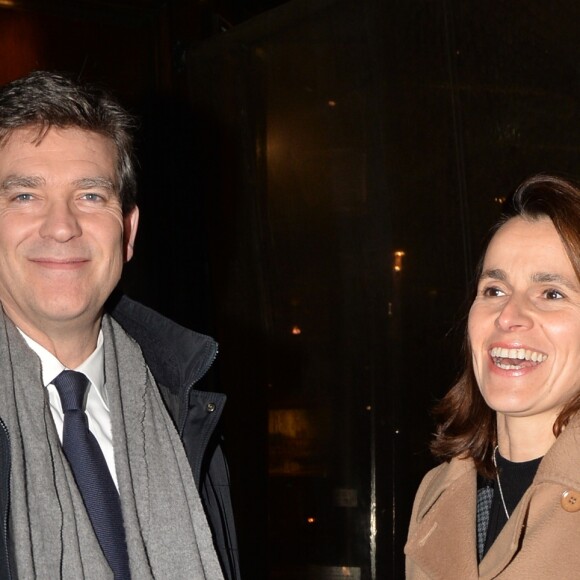 Arnaud Montebourg et Aurélie Filippetti à la sortie du débat autour de la question "Comment mettre en oeuvre la transition écologique ?" à l'Institut Veblen à Paris. Le 15 décembre 2016 © Veeren / Bestimage