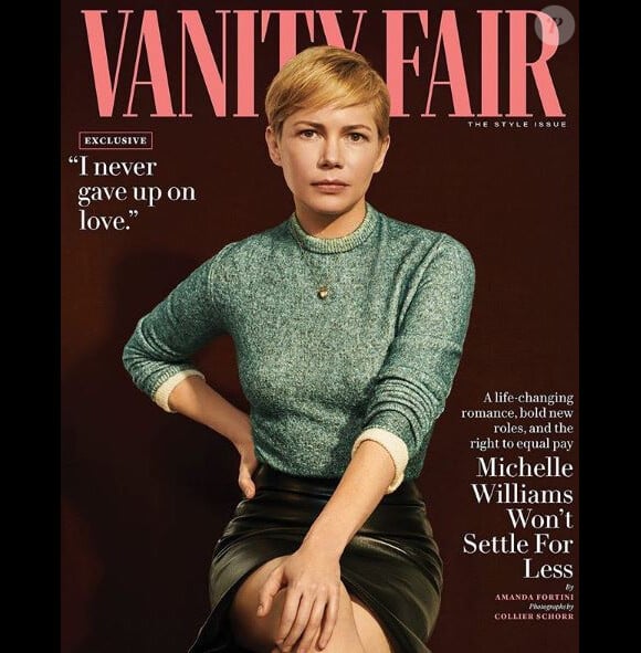 Michelle Williams annonce son mariage avec le musicien Phil Elverum dans le magazine "Vanity Fair" dont elle fait la couverture. Numéro septembre 2018.