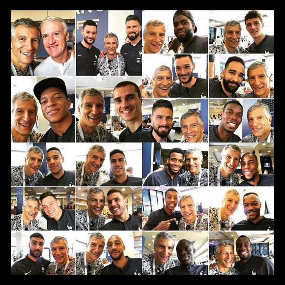 Nagui en photo avec tous les joueurs de l'équipe de France - Instagram, 10 juillet 2018