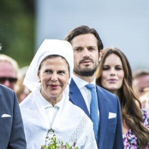 La famille royale de Suède à Borgholm le 14 juillet 2018 lors des célébrations du 41e anniversaire de la princesse héritière Victoria de Suède.