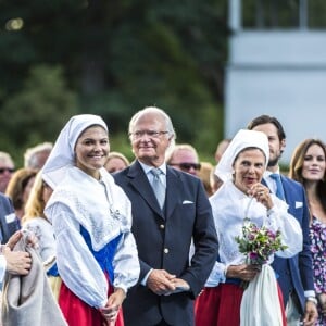 La famille royale de Suède à Borgholm le 14 juillet 2018 lors des célébrations du 41e anniversaire de la princesse héritière Victoria de Suède.