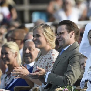 La famille royale de Suède à Borgholm le 14 juillet 2018 lors des célébrations du 41e anniversaire de la princesse héritière Victoria de Suède.