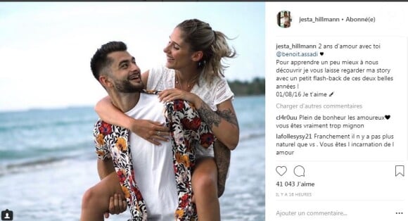 Jesta de "Koh-Lanta" déclare son amour à Benoît pour leurs deux ans d'amour - Instagram, 1er août 2018