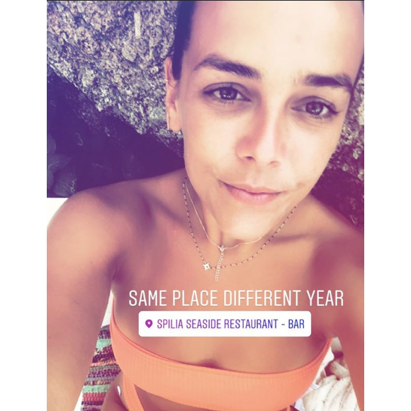 Pauline Ducruet, capture d'écran de sa story sur Instagram pendant ses vacances à Mykonos le 1er août 2018.