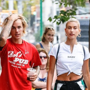 Exclusif - Justin Bieber et sa fiancée Hailey Baldwin sont allés déjeuner puis au cinéma ensemble à New York, le 3 août 2018.