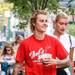 Exclusif - Justin Bieber et sa fiancée Hailey Baldwin sont allés déjeuner puis au cinéma ensemble à New York, le 3 août 2018.