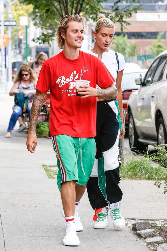 Exclusif - Justin Bieber et sa fiancée Hailey Baldwin sont allés déjeuner puis au cinéma ensemble à New York, le 3 août 2018.