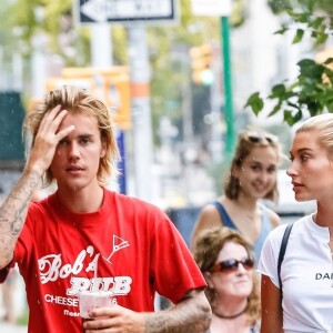 Exclusif - Justin Bieber et sa fiancée Hailey Baldwin sont allés déjeuner puis au cinéma ensemble à New York, le 3 août 2018.