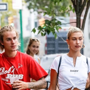 Exclusif - Justin Bieber et sa fiancée Hailey Baldwin sont allés déjeuner puis au cinéma ensemble à New York, le 3 août 2018.