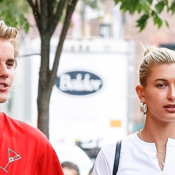 Exclusif - Justin Bieber et sa fiancée Hailey Baldwin sont allés déjeuner puis au cinéma ensemble à New York, le 3 août 2018.