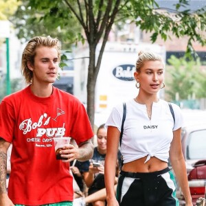 Exclusif - Justin Bieber et sa fiancée Hailey Baldwin sont allés déjeuner puis au cinéma ensemble à New York, le 3 août 2018.