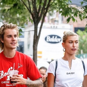 Exclusif - Justin Bieber et sa fiancée Hailey Baldwin sont allés déjeuner puis au cinéma ensemble à New York, le 3 août 2018.