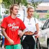 Exclusif - Justin Bieber et sa fiancée Hailey Baldwin sont allés déjeuner puis au cinéma ensemble à New York, le 3 août 2018.