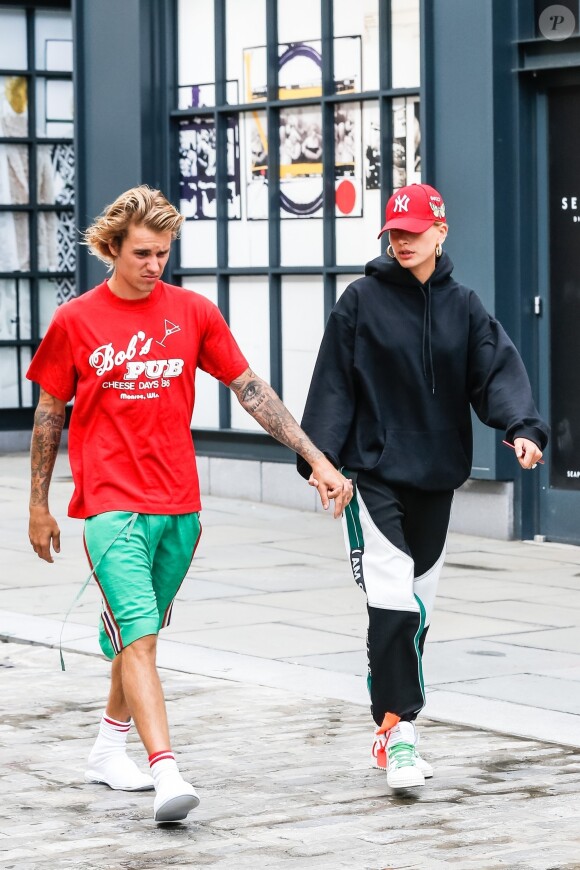 Exclusif - Justin Bieber et sa fiancée Hailey Baldwin sont allés déjeuner puis au cinéma ensemble à New York, le 3 août 2018.
