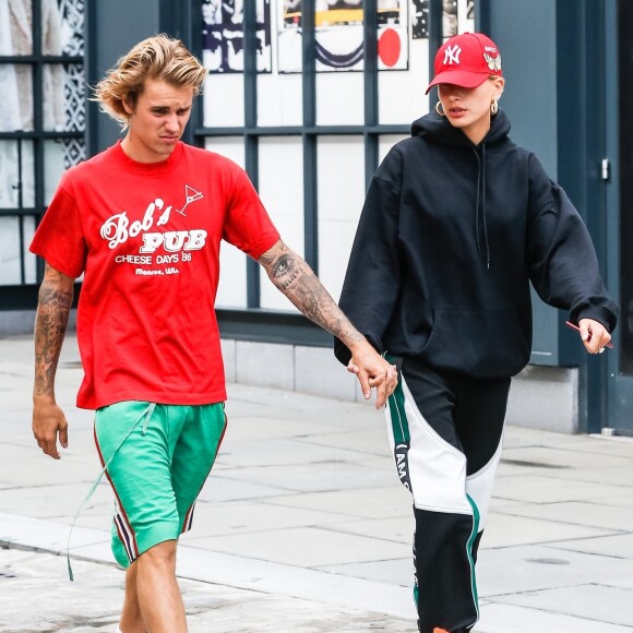 Exclusif - Justin Bieber et sa fiancée Hailey Baldwin sont allés déjeuner puis au cinéma ensemble à New York, le 3 août 2018.