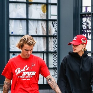 Exclusif - Justin Bieber et sa fiancée Hailey Baldwin sont allés déjeuner puis au cinéma ensemble à New York, le 3 août 2018.