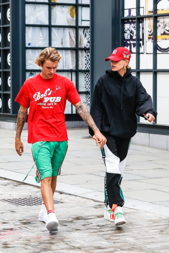 Exclusif - Justin Bieber et sa fiancée Hailey Baldwin sont allés déjeuner puis au cinéma ensemble à New York, le 3 août 2018.