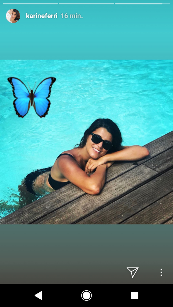 Karine Ferri radieuse au bord d'une piscine - story Instagram, samedi 4 août 2018