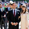 Patrick J. Adams et sa femme Troian Bellisario - Les invités arrivent à la chapelle St. George pour le mariage du prince Harry et de Meghan Markle au château de Windsor, Royaume Uni, le 19 mai 2018.