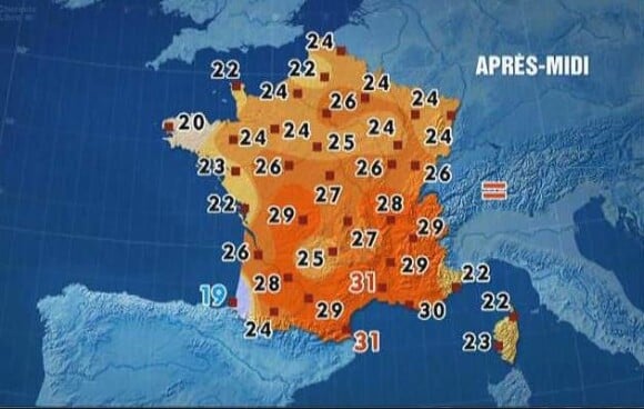Carte d'un bulletin météo de TF1