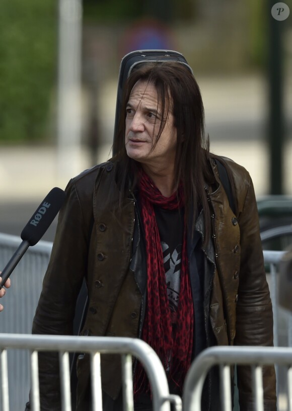 Francis Lalanne - Obsèques de Maurane en l'église Notre-Dame des Grâces à Woluwe-Saint-Pierre en Belgique le 17 mai 2018.