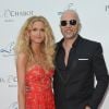 Pascal Obispo et sa femme Julie Hantson - Soirée du 90e anniversaire de Line Renaud sur le Bateau Potel et Chabot "Pavillon Seine" à Paris le 2 juillet 2018. © Coadic Guirec/Bestimage