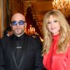 Pascal Obispo et sa femme Julie Hantson lors de l'élévation de L. Renaud au rang de grand-croix de l'ordre national du Mérite, au Palais de l'Elysée à Paris, le 23 mars 2017. © Guirec Coadic/Bestimage