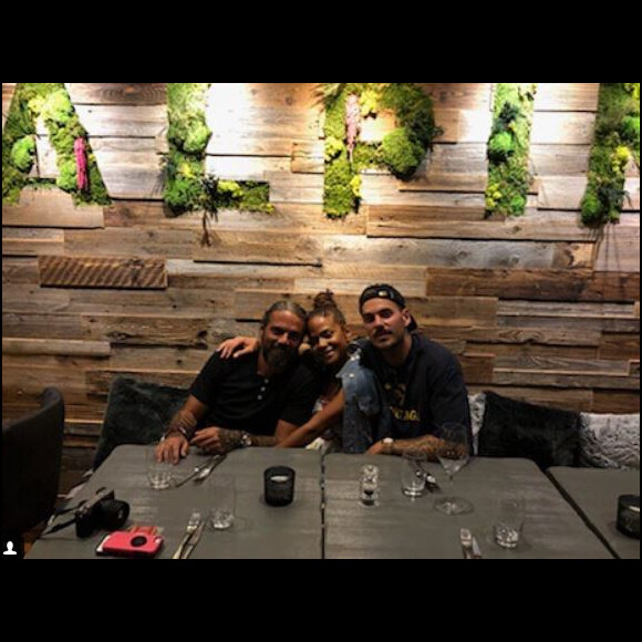 Christina Milian et M. Pokora ont mangé avec l'ancien footballeur Fiorese Fabrice au restaurant L'Alpin à Annecy le 29 août 2018.