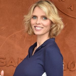 Sylvie Tellier, enceinte au village lors des internationaux de France à Roland Garros le 10 juin 2018. © Veeren / Bestimage