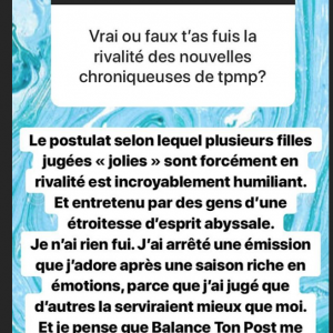 Agathe Auproux répond aux détracteurs qui pensent qu'elle a quitté "Touche pas à mon poste" (C8) à cause de l'arrivée de nouvelle chroniqueuses.