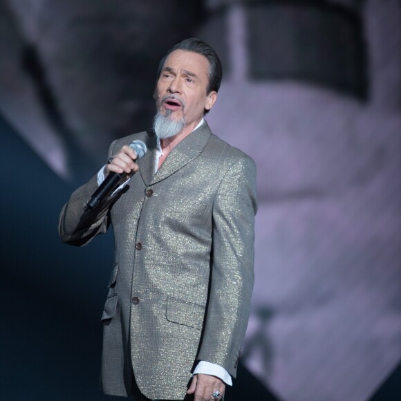 Florent Pagny pendant l'hommage à Johnny Hallyday - 33e Cérémonie des Victoires de la Musique à la Seine musicale de Boulogne-Billancourt, France, le 9 février 2018. © Coadic Guirec/Bestimage