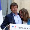 Passation de pouvoir entre le ministre de la Transition Ecologique et Solidaire, Nicolas Hulot, en compagnie de son épouse Florence Lasserre, et son successeur François de Rugy, accompagné de sa femme Séverine Servat, au ministère de l'Ecologie, hôtel de Roquelaure, à Paris, le 4 septembre 2018. © Stéphane Lemouton / Bestimage