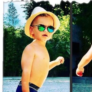 Tom, le fils d'Ingrid Chauvin, en vacances avec ses parents dans le Sud de la France. Août 2018.