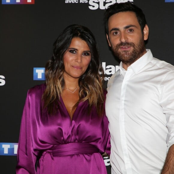 Karine Ferri et Camille Combal - Photocall de la saison 9 de l'émission "Danse avec les stars" (DALS) au siège de TF1 à Boulogne-Billancourt le 11 septembre 2018. © Denis Guignebourg/Bestimag