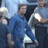 Exclusif - Brad Pitt et sa doublure sur le tournage du film 'Once Upon a Time in Hollywood' à Los Angeles, le 19 septembre 2018