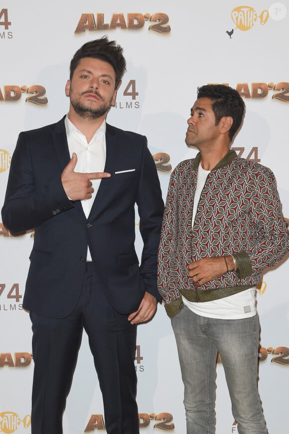 Kev Adams et Jamel Debbouze - Les célébrités posent lors du photocall de l'avant-première du film "Alad'2" au cinéma le grand Rex à Paris le 21 septembre 2018. © Guirec Coadic/Bestimage