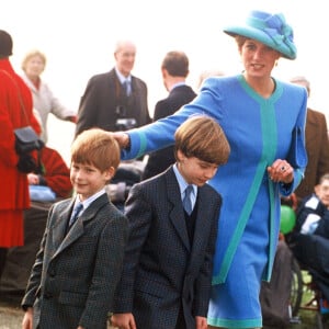 Lady Diana, le prince William et le prince Harry en décembre 1991.