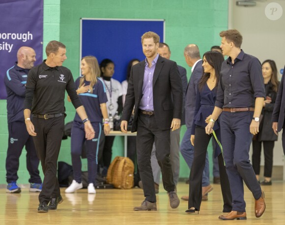 Le prince Harry et Meghan Markle, duchesse de Sussex ont pris part aux Coach Core Awards, cérémonie de récompenses précédée de quelques activités, à l'université de Loughborough (Leicestershire) le 24 septembre 2018.