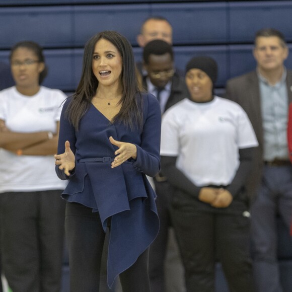 Le prince Harry et Meghan Markle, duchesse de Sussex ont pris part aux Coach Core Awards, cérémonie de récompenses précédée de quelques activités, à l'université de Loughborough (Leicestershire) le 24 septembre 2018.
