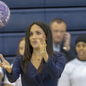 Le prince Harry et Meghan Markle, duchesse de Sussex ont pris part aux Coach Core Awards, cérémonie de récompenses précédée de quelques activités, à l'université de Loughborough (Leicestershire) le 24 septembre 2018.