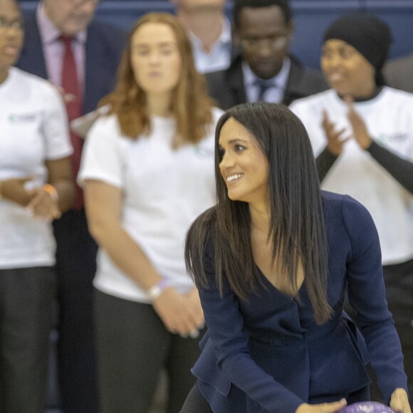 Le prince Harry et Meghan Markle, duchesse de Sussex ont pris part aux Coach Core Awards, cérémonie de récompenses précédée de quelques activités, à l'université de Loughborough (Leicestershire) le 24 septembre 2018.