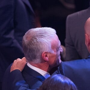 Zinedine Zidane, Didier Deschamps (sélectionneur de l'équipe de France) - sacré meilleur entraîneur de l'année 2018 lors de la cérémonie des Trophées Fifa 2018 au Royal Festival Hall à Londres, le 25 septembre 2018. © Cyril Moreau/Bestimage