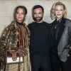Alicia Vikander, Nicolas Ghesquière, Cate Blanchett à l'issue du défilé Louis Vuitton PAP femme printemps / été 2019 au Louvre à Paris le 2 octobre 2018. © Olivier Borde / Bestimage