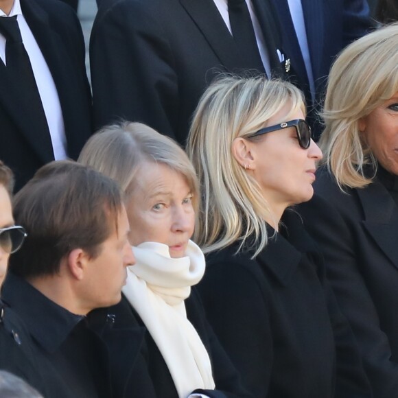 Ulla Aznavour et ses enfants Nicolas, Mischa et Katia, Brigitte Macron - Arrivées à l'hommage national à Charles Aznavour à l'Hôtel des Invalides à Paris. Le 5 octobre 2018 © Jacovides-Moreau / Bestimage