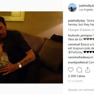 Jade Hallyday se souvient tendrement de son papa Johnny Hallyday sur Instagram le 6 octobre 2018, avant de partir pour Paris.
