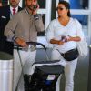 Eva Longoria et son mari José Baston arrivent avec leur fils Santiago Enrique à l'aéroport de JFK à New York, le 1er octobre 2018