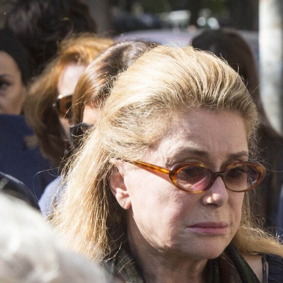 Catherine Deneuve aux obsèques de Barbara Mastroianni, la fille de Marcello Mastroianni, à Rome, le 13 octobre 2018.