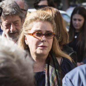 Catherine Deneuve aux obsèques de Barbara Mastroianni, la fille de Marcello Mastroianni, à Rome, le 13 octobre 2018.