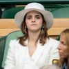 Emma Watson (habillée en Ralph Lauren) - Les célébrités dans les tribunes lors du tournoi de Wimbledon "The Championships" à Londres, le 14 juillet 2018