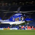 L'hélicoptère qui appartenait Vichai Srivaddhanaprabha au King Power Stadium, Leicester.